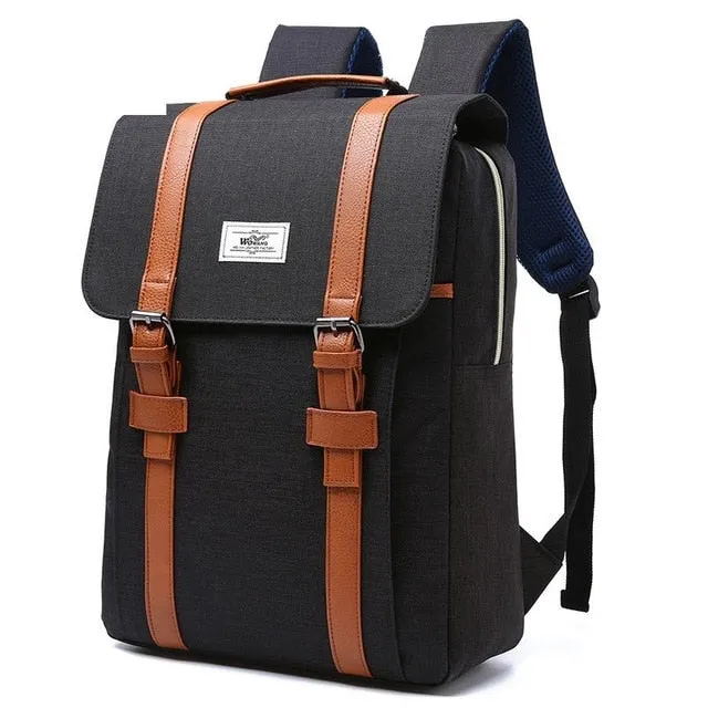 Unisex Laptop Canvas Backpack School Bag Large Capacity