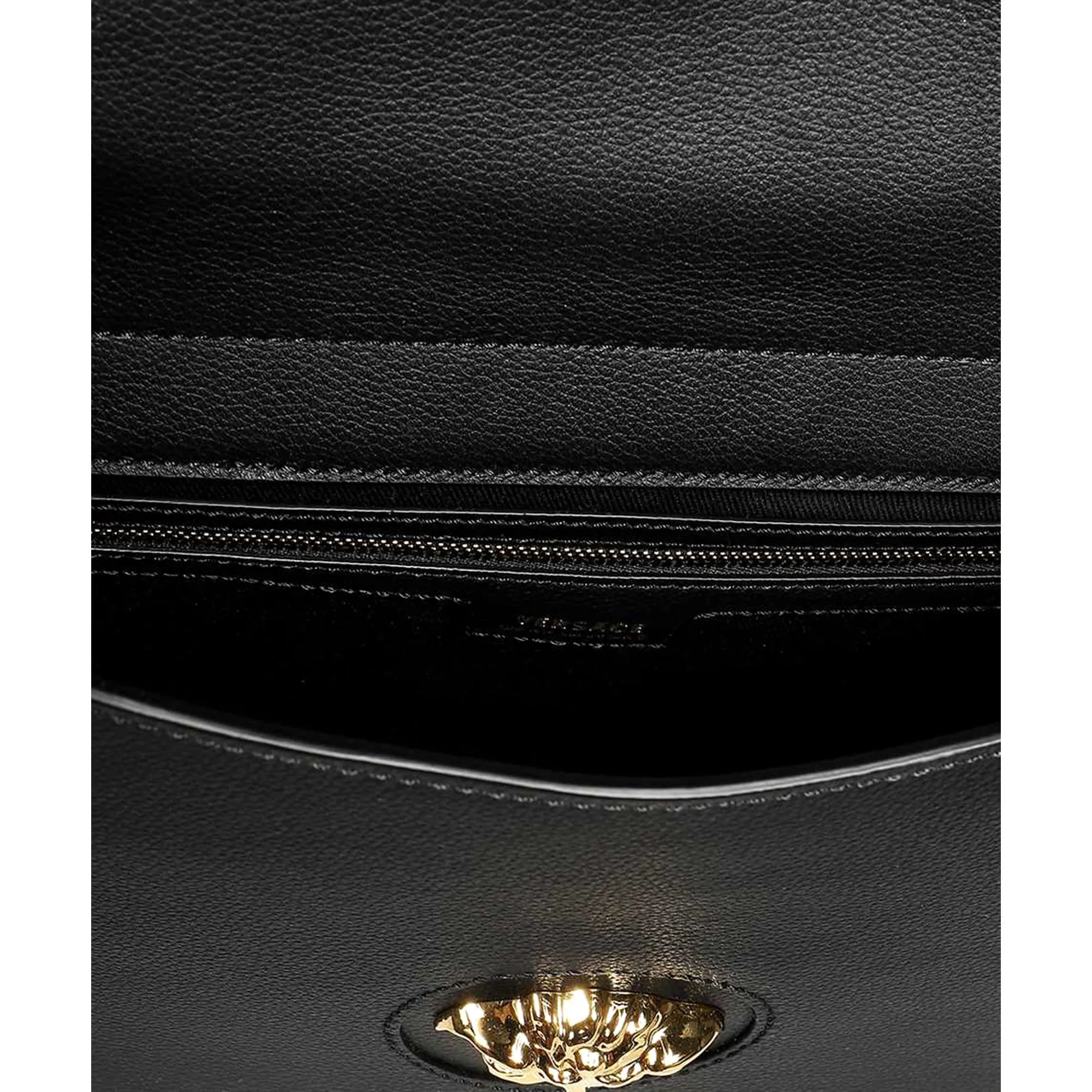 Versace La Medusa Convertible Black Leather Hobo Bag