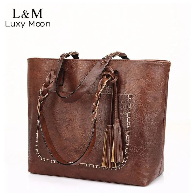 Vintage Handbag Women  Leather Shoulder Tote Bag