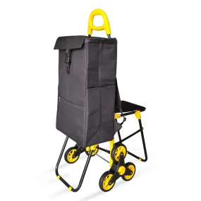 VOUNOT 6 Wheels Stair Climbing Shopping Trolley, with Seat and 35L Insulated Bag