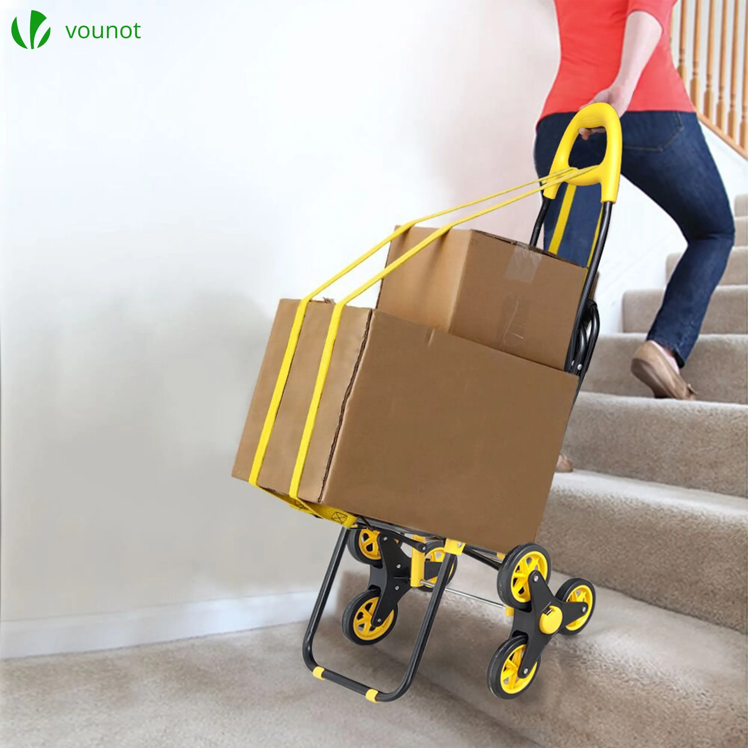 VOUNOT 6 Wheels Stair Climbing Shopping Trolley, with Seat and 35L Insulated Bag