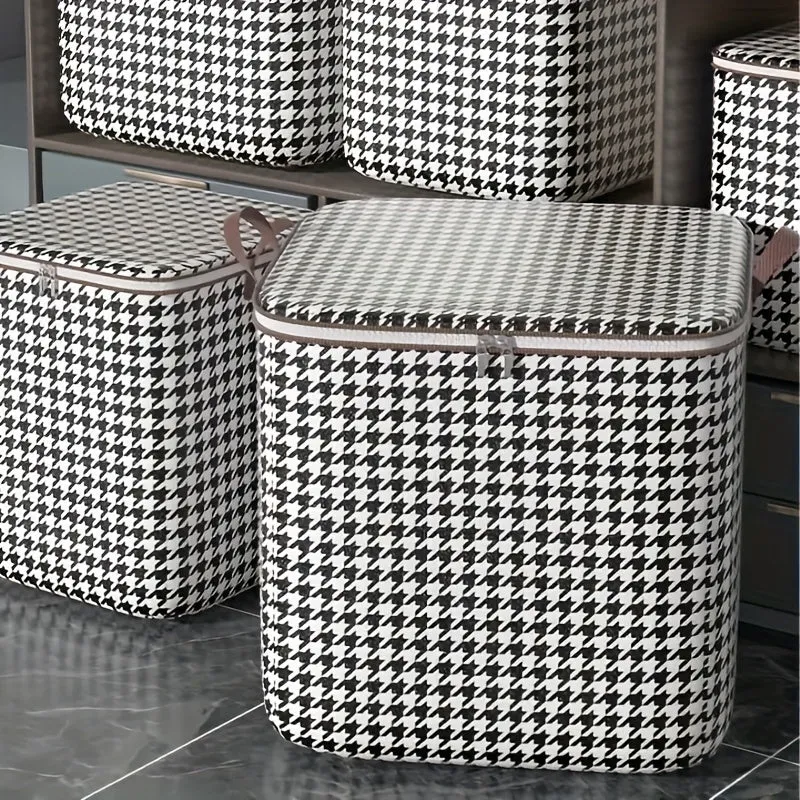 Waterproof Houndstooth Clothes Storage Bag Organize and Save Space