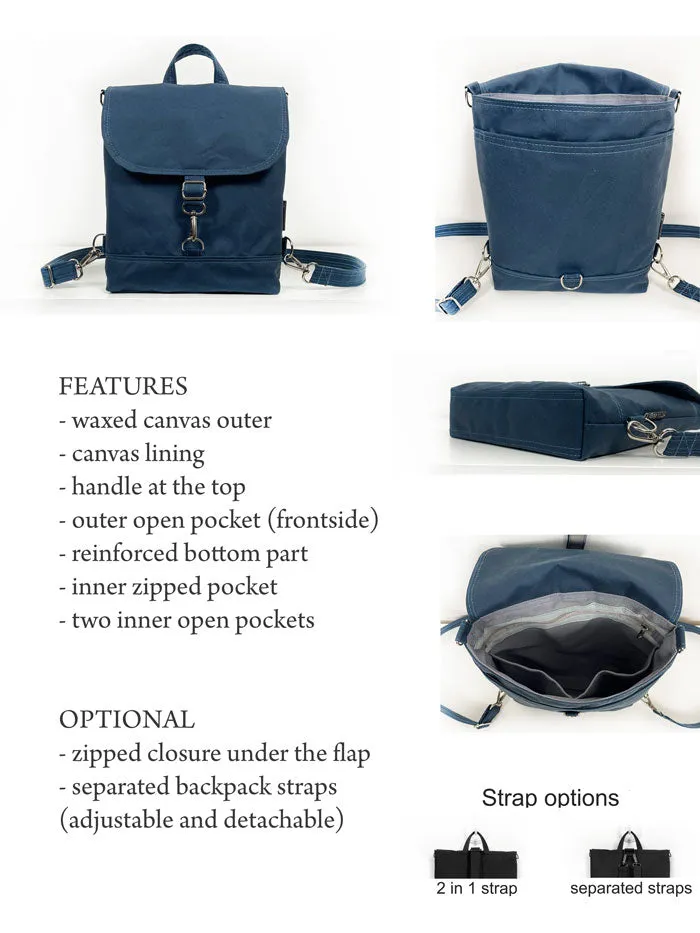 Waxed Canvas Convertible Backpack in several colors