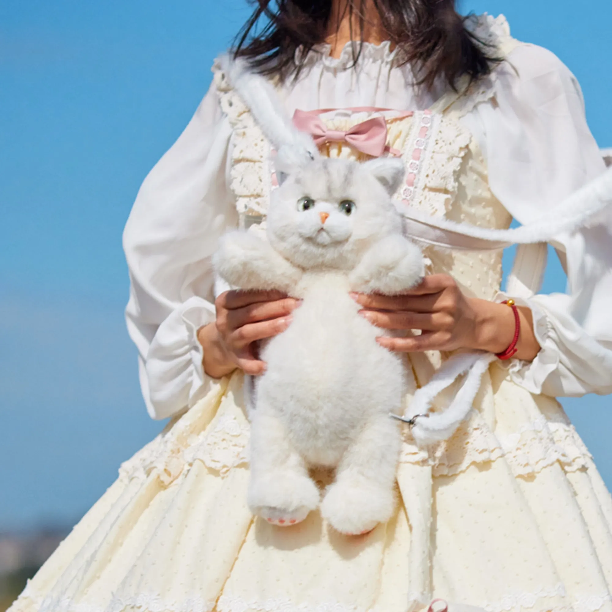 White Short-hair Cat Backpack