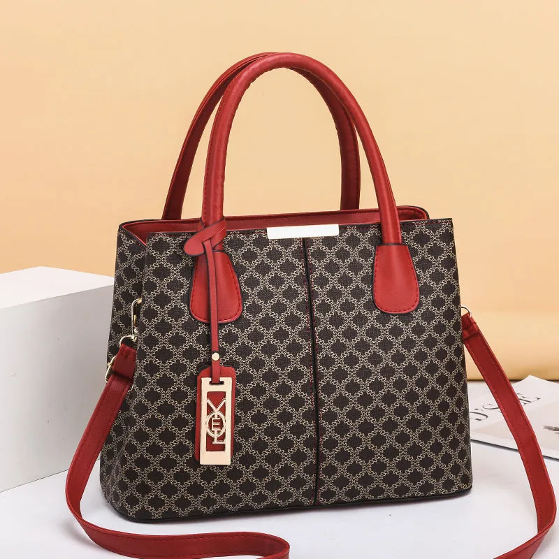 Women new fashion printed handbag Korean style middle-aged mother bag single shoulder crossbody bag