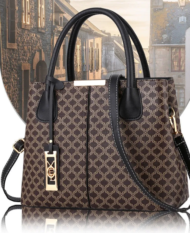 Women new fashion printed handbag Korean style middle-aged mother bag single shoulder crossbody bag