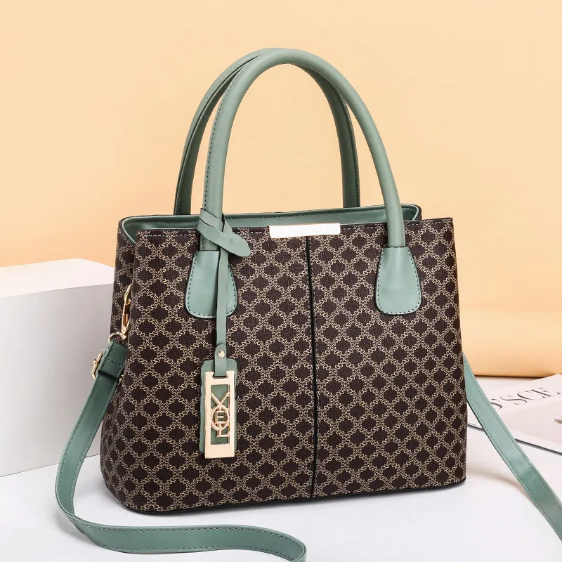 Women new fashion printed handbag Korean style middle-aged mother bag single shoulder crossbody bag