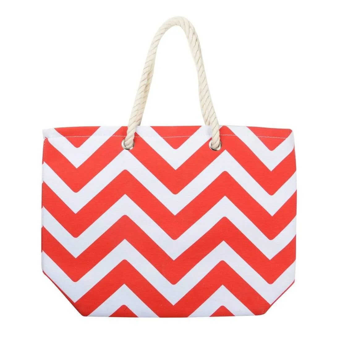 Womens Chevron Canvas Beach Shoulder Bag Shopping Tote (Slight Seconds)