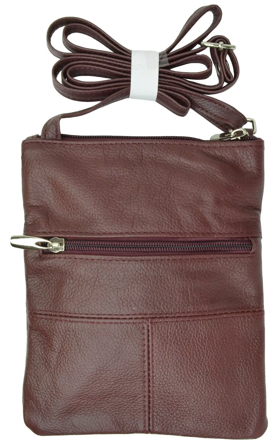 Women's Genuine Leather Shoulder Bag with 4 zipper compartments and adjustable strap # RM 515