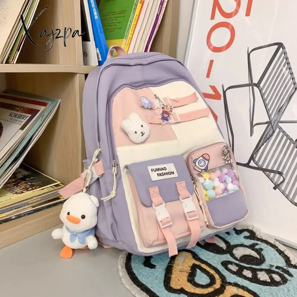 Xajzpa - Fashion Girls Waterproof Bookbag Women Laptop Mochila Student Kawaii Shoulder Bag Backpack Teens Schoolbag Cute Travel Rucksack